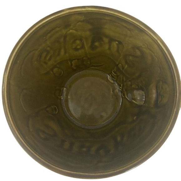 Vintage McCoy "SNACKS" Bowl Handled Popcorn Serving #7521 Green 1970's Pottery - Picture 3 of 4